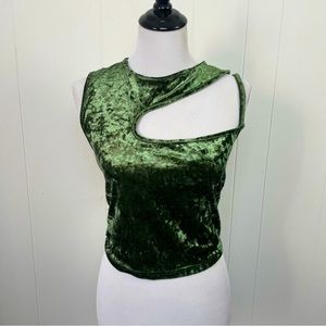 NWT Cider Crushed Velvet Asymmetrical Cut Out Neckline Cropped Cami Tank Top 3X